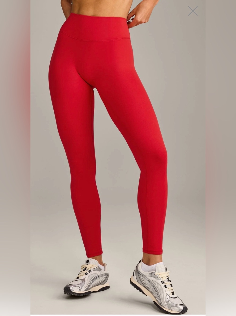 SoftMotion High Waisted Leggings with Gray Logo | Fiery Red